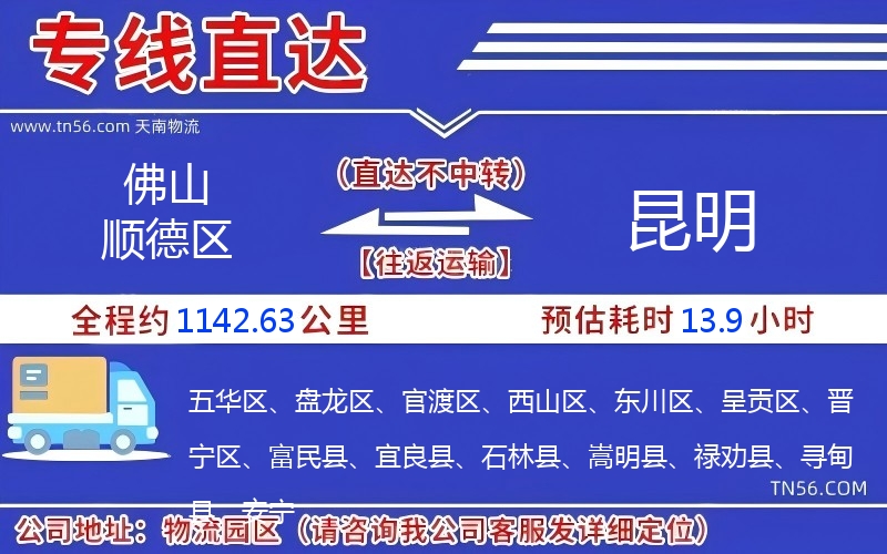 佛山順德區到昆明物流公司