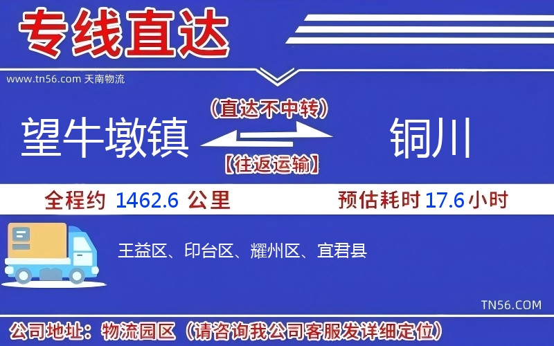 望牛墩鎮(zhèn)到銅川物流公司 望牛墩鎮(zhèn)到銅川物流公司